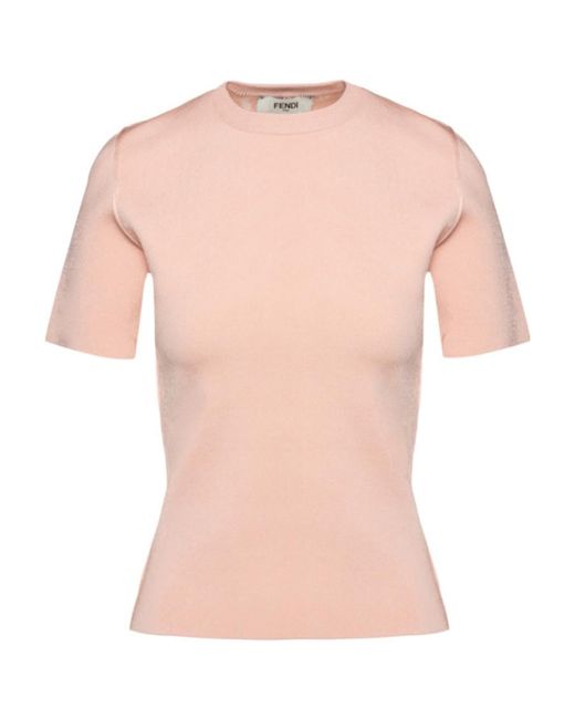 Fendi Pink Short-Sleeved Knitted Jumper