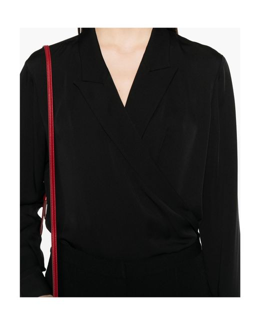 Theory Black V-Neck Draped Blouse