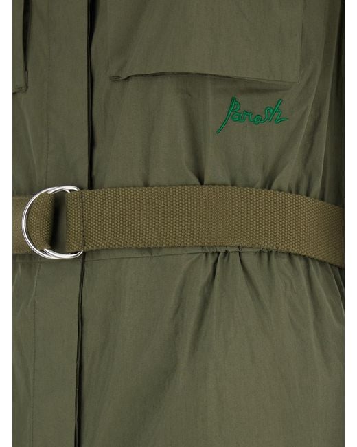 P.A.R.O.S.H. Green One-Piece Jumpsuit With Belt And Cargo Pockets Wome
