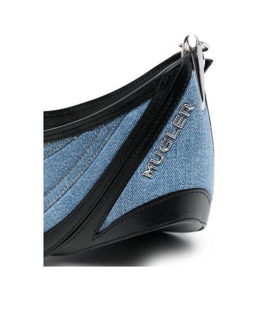 Mugler Blue Small Spiral Curve 01 Denim Bag