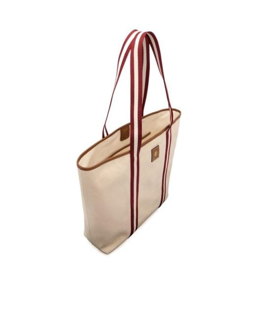 Bally Natural Striped-Panel Top Handle Bag