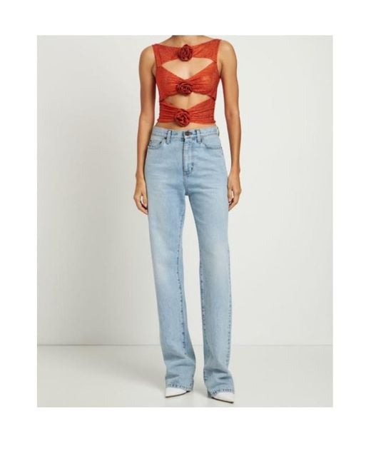 GIUSEPPE DI MORABITO Orange Embellished Cutout Top