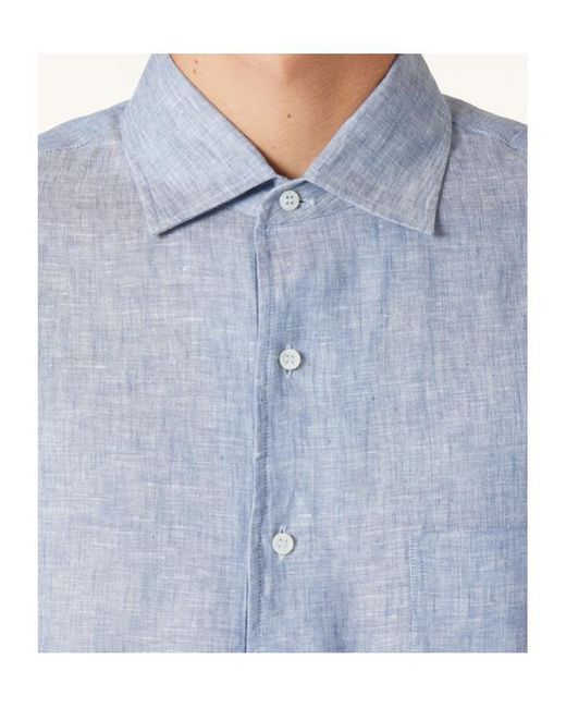 Loro Piana Blue Andre Button-Fastening Linen Shirt for men