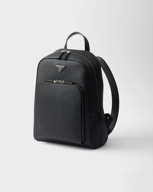 Prada Black Triangle-Logo Zipped Backpack for men