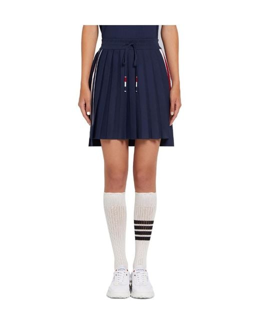 Thom Browne Blue Rwb Pleated High Waist Mini Skirt