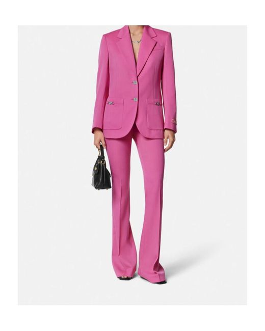 Versace Pink Single-Breasted Tailored Blazer