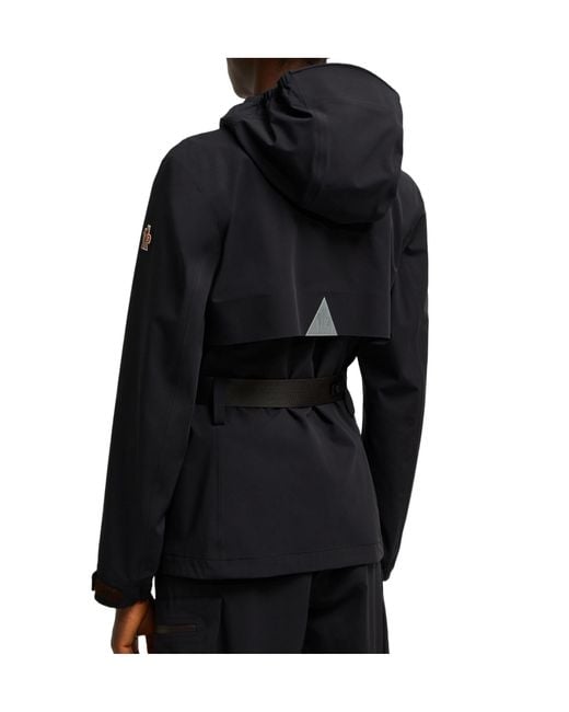 Moncler Black Grenoble Valles Belted Hooded Jacket