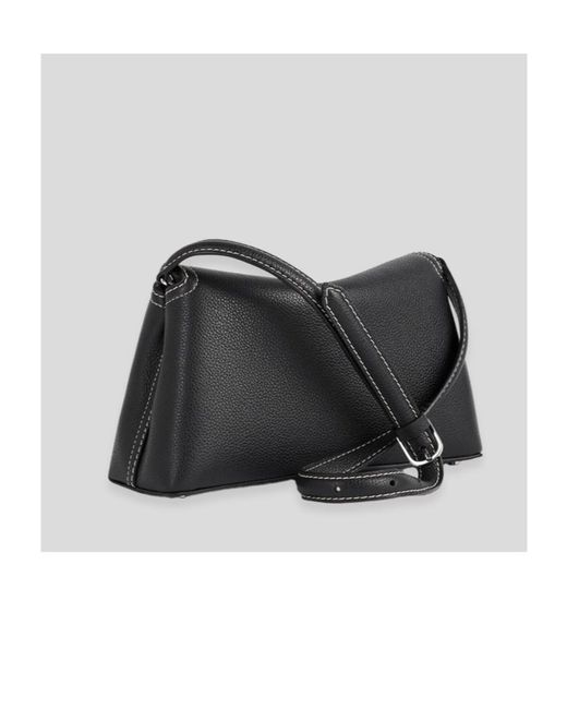 Totême  Black Totême Logo Plaque Foldover Top Handle Bag
