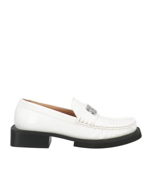 Ganni White Shiny Loafers
