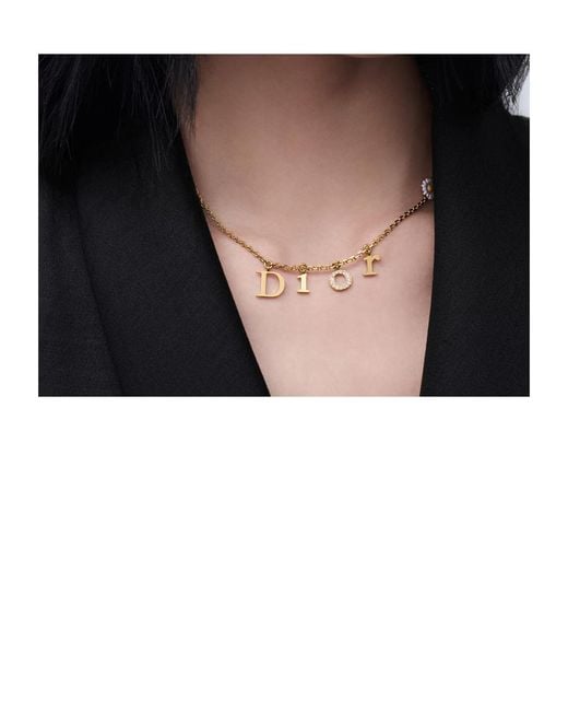 Dior Metallic Mini Daisy Necklace