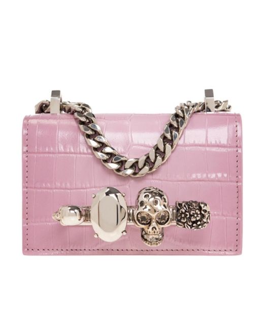 McQueen Pink Jewelled Satchel Micro Shoulder Bag