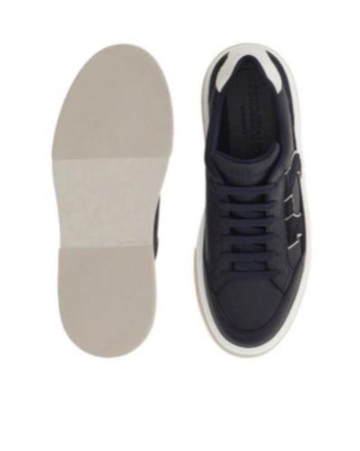 Ferragamo Blue Gancini Low-Top Sneaker for men