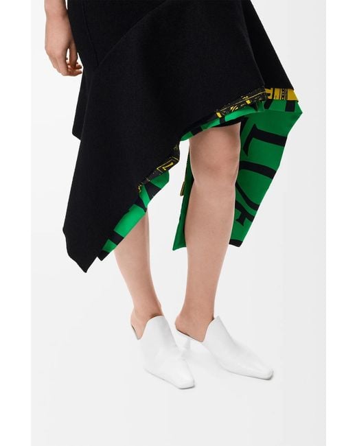 Loewe White Emily Square-Toe Kitten-Heel Mules