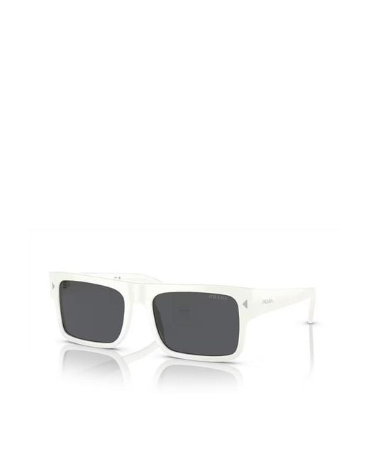 Prada White Eyewear Rectangular Frame Sunglasses for men