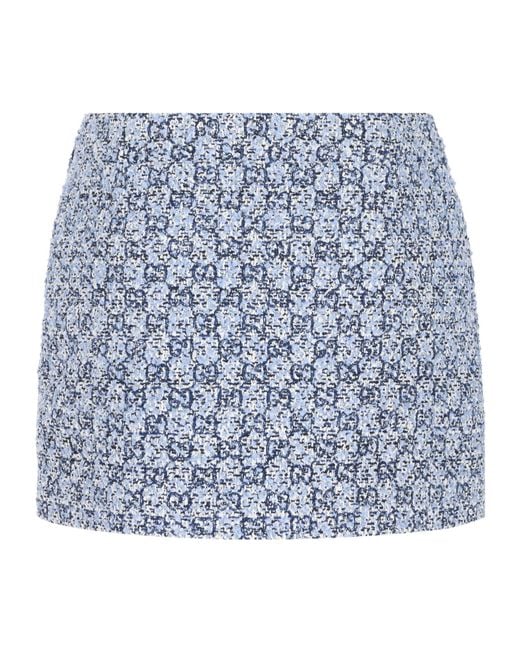 Gucci Blue Monogrammed Tweed Skirts