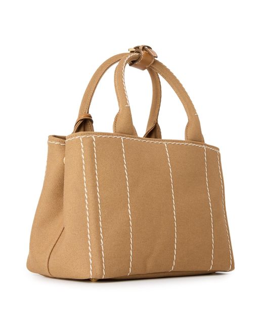 Prada Natural Small Plain Canvas Bag