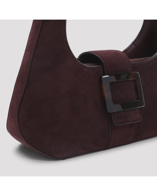 Roger Vivier Purple Belle Vivier Buckle-Detail Suede Tote Bag