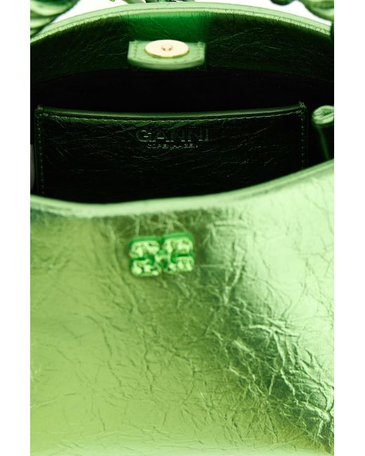 Ganni Green Metallic Mini Bou Bag