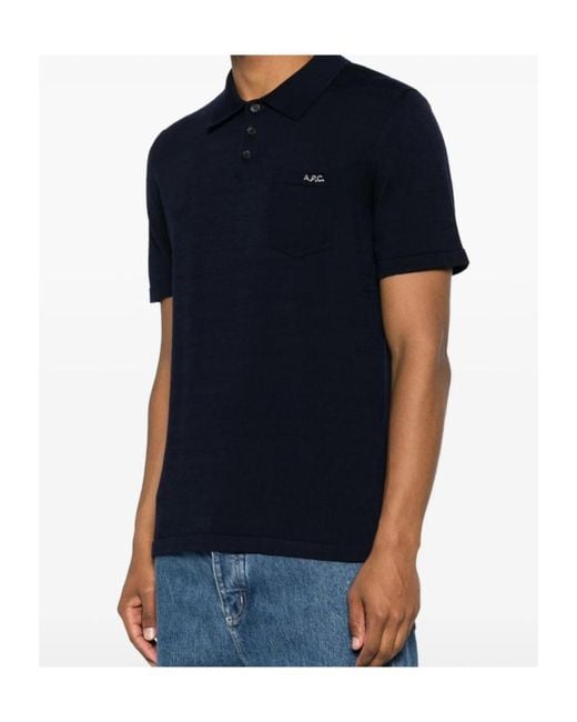 A.P.C. Black Gide Chest Pocket Polo Shirt for men