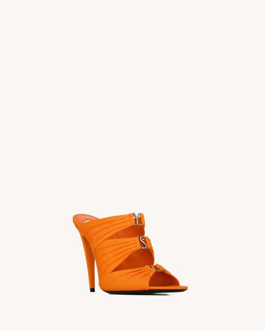 Saint Laurent Orange Emilie Logo Embellished Mules