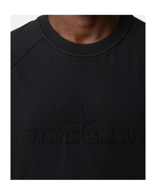 Stone Island Black Oversized-Fit Short-Sleeve T-Shirt With Logo Embroidery for men
