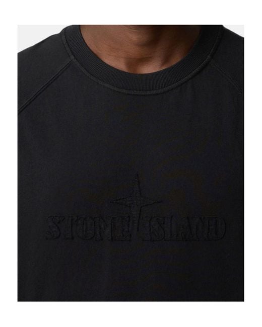 Stone Island Black Oversized-Fit Short-Sleeve T-Shirt With Logo Embroidery for men