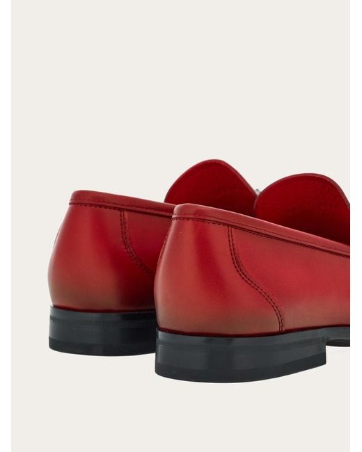Ferragamo Red Gancini Buttoned Loafers for men