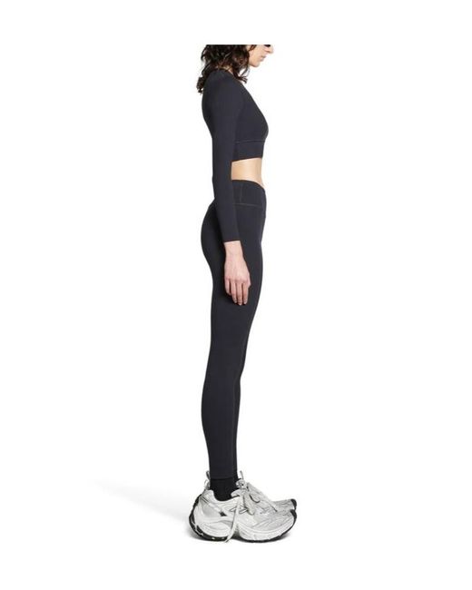Balenciaga Blue Activewear Logo Printed Leggings