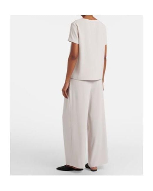 Max Mara White Donata Pleated Wide-Leg Pants