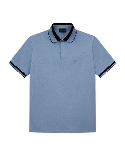 Emporio Armani Blue Logo-Embroidered Polo Shirt for men