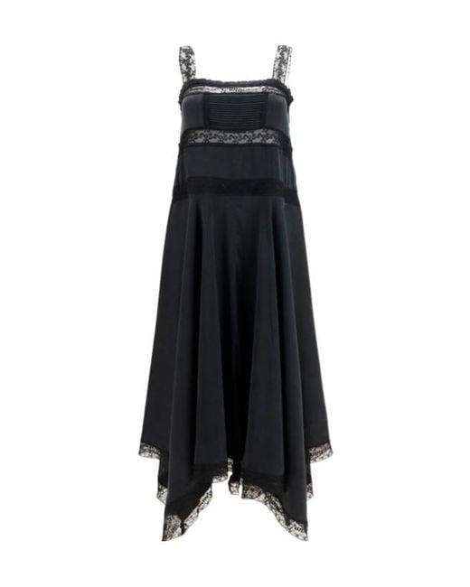 Ganni Black Lace-Trim Maxi Dress