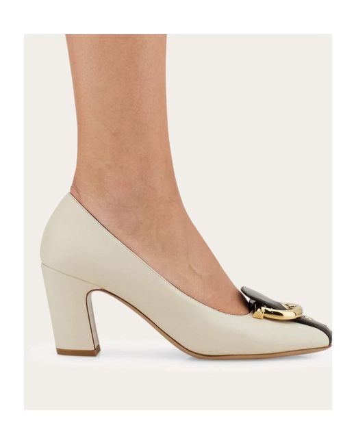 Ferragamo Metallic Ferragamo Oxide 70 Buckle Heeled Pumps