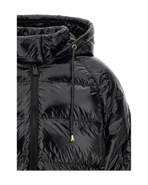 Pinko Black Zip-Up Hooded Quilted Coat
