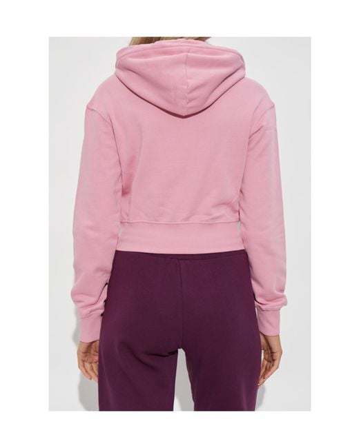 Versace Jeans Pink Couture Cropped Drawstring Hoodie