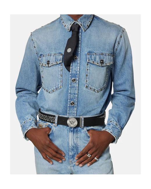 Versace White Medusa Biggie Embellished Belt for men