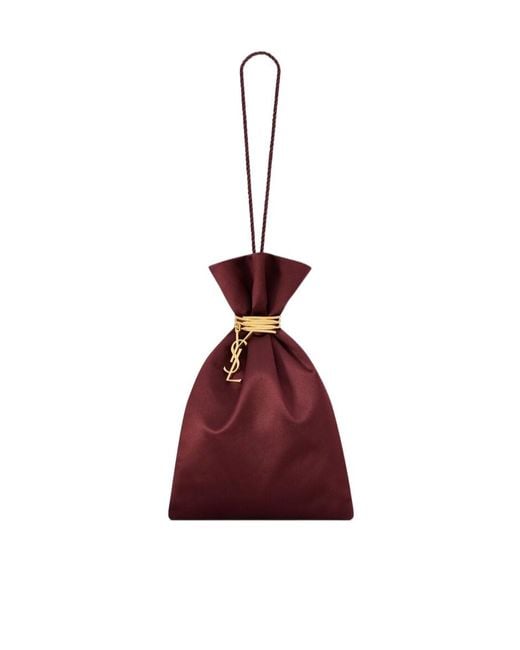 Saint Laurent Red Evening Logo Plaque Pouch
