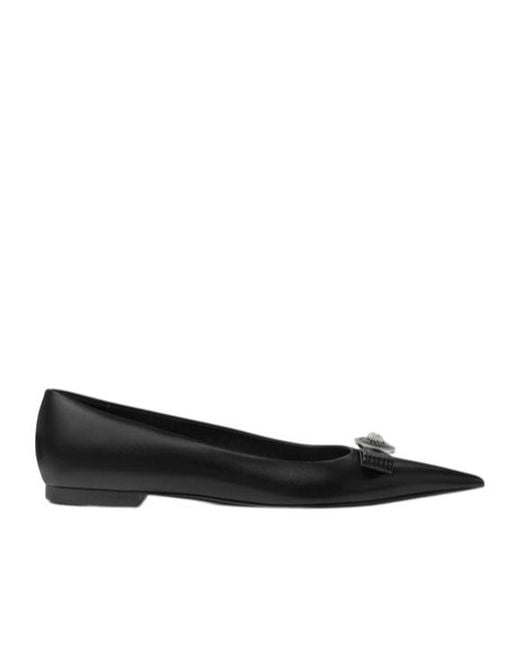 Versace Black Gianni Ribbon Ballerinas