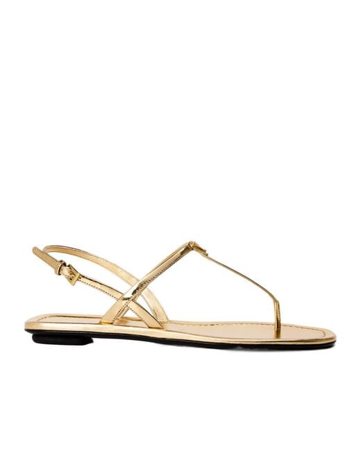 Prada Metallic Flip-Flop Flat Sandals