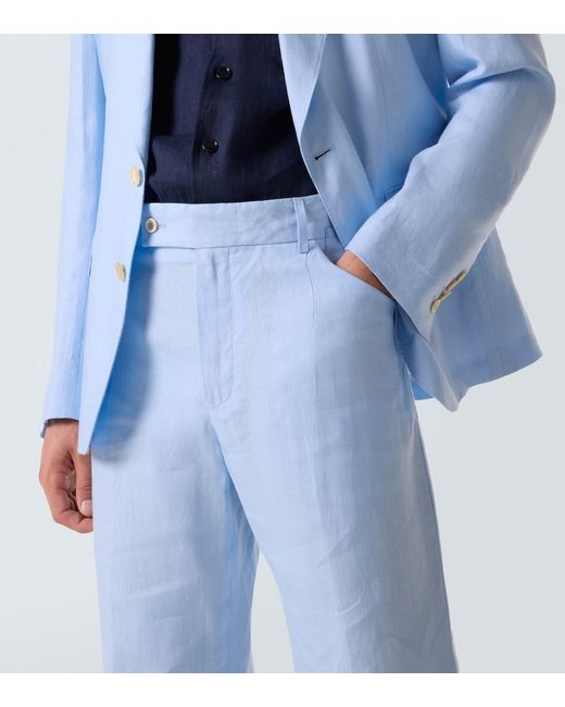 Dolce & Gabbana Blue Linen Straight Pants for men