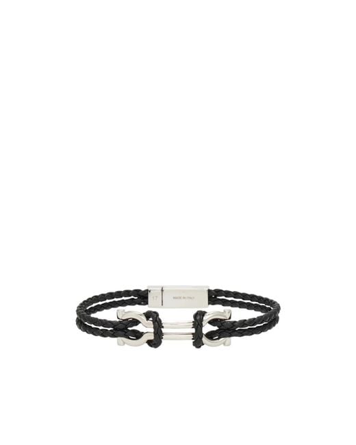 Ferragamo White Double Gancini Bracelet (18Cm) for men
