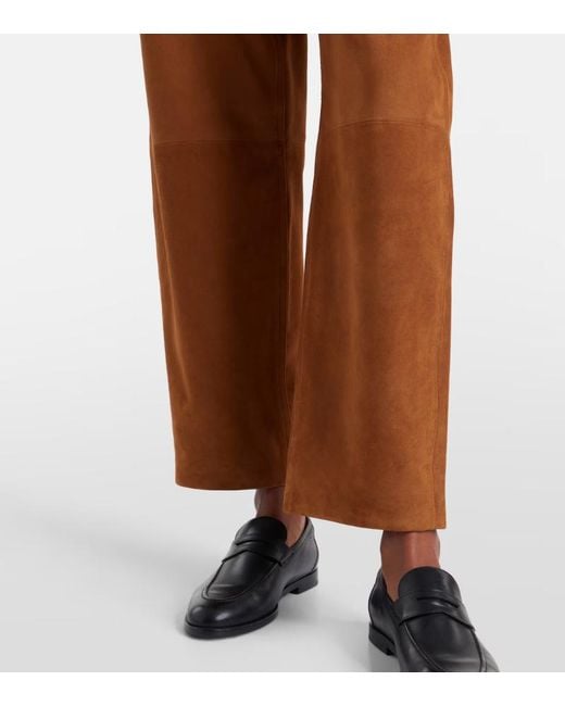 Citizens of Humanity Brown Miro Low-Rise Suede Straight-Leg Pants