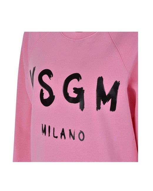 MSGM Pink Large Logo Logo Printed Sweater