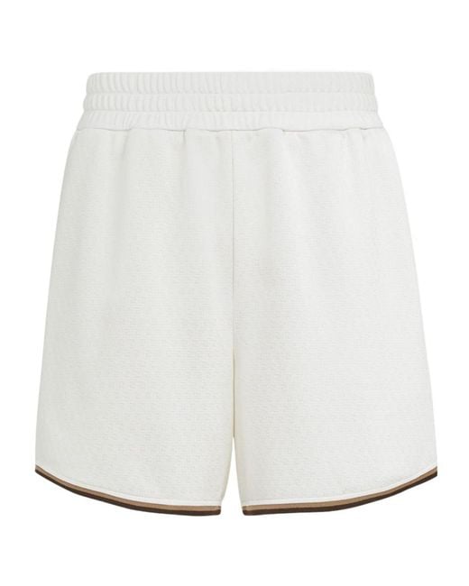 Fendi White Ff Jacquard Elasticated Waistband Shorts for men