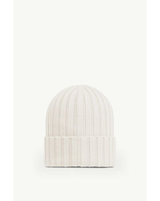 Moncler White Logo Wool Beanie
