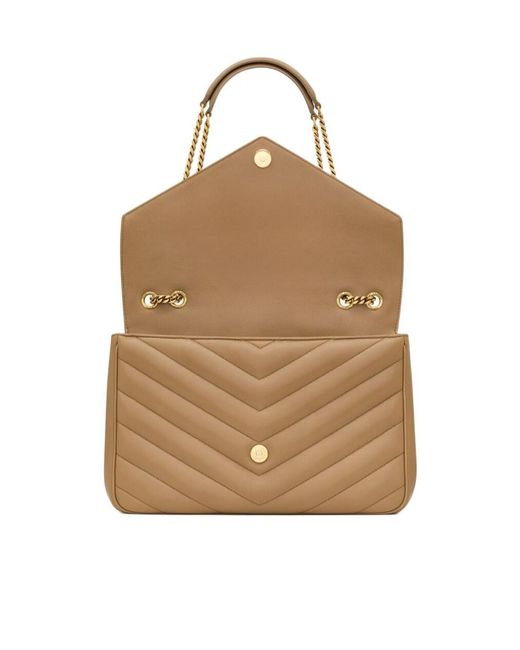 Saint Laurent White Loulou Foldover Top Large Shoulder Bag