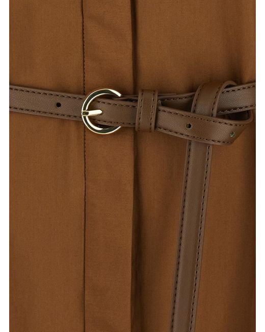 Max Mara Brown Studio Mstlecito Long-Sleeved Belted Dress