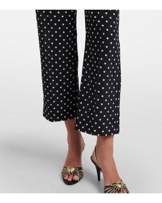 Valentino Black Silk Crêpe De Chine Polka-Dot Straight Pants