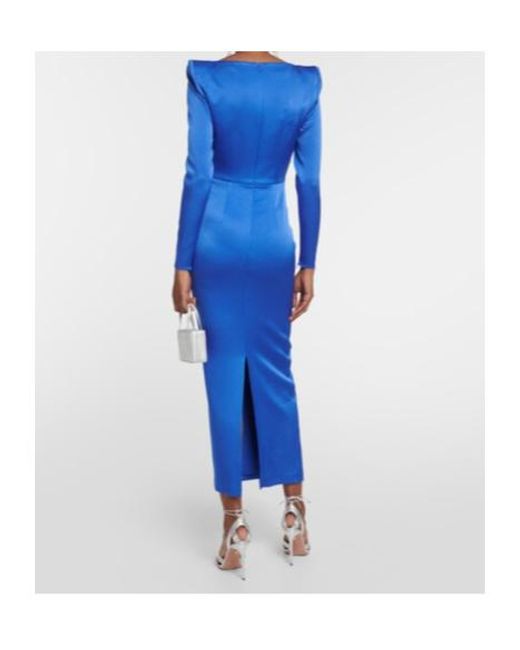 Alex Perry Blue Sweetheart Satin Midi Dress