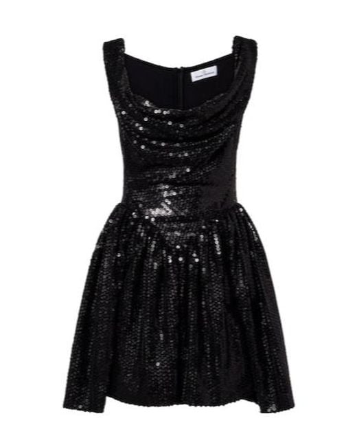 Vivienne Westwood Black Mini Sunday Sequined Draped Corset Dress