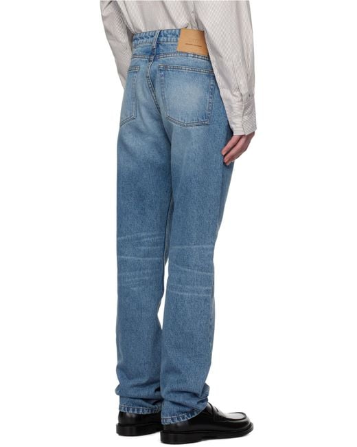 AMI Blue Logo Patch Classic Fit Jeans for men